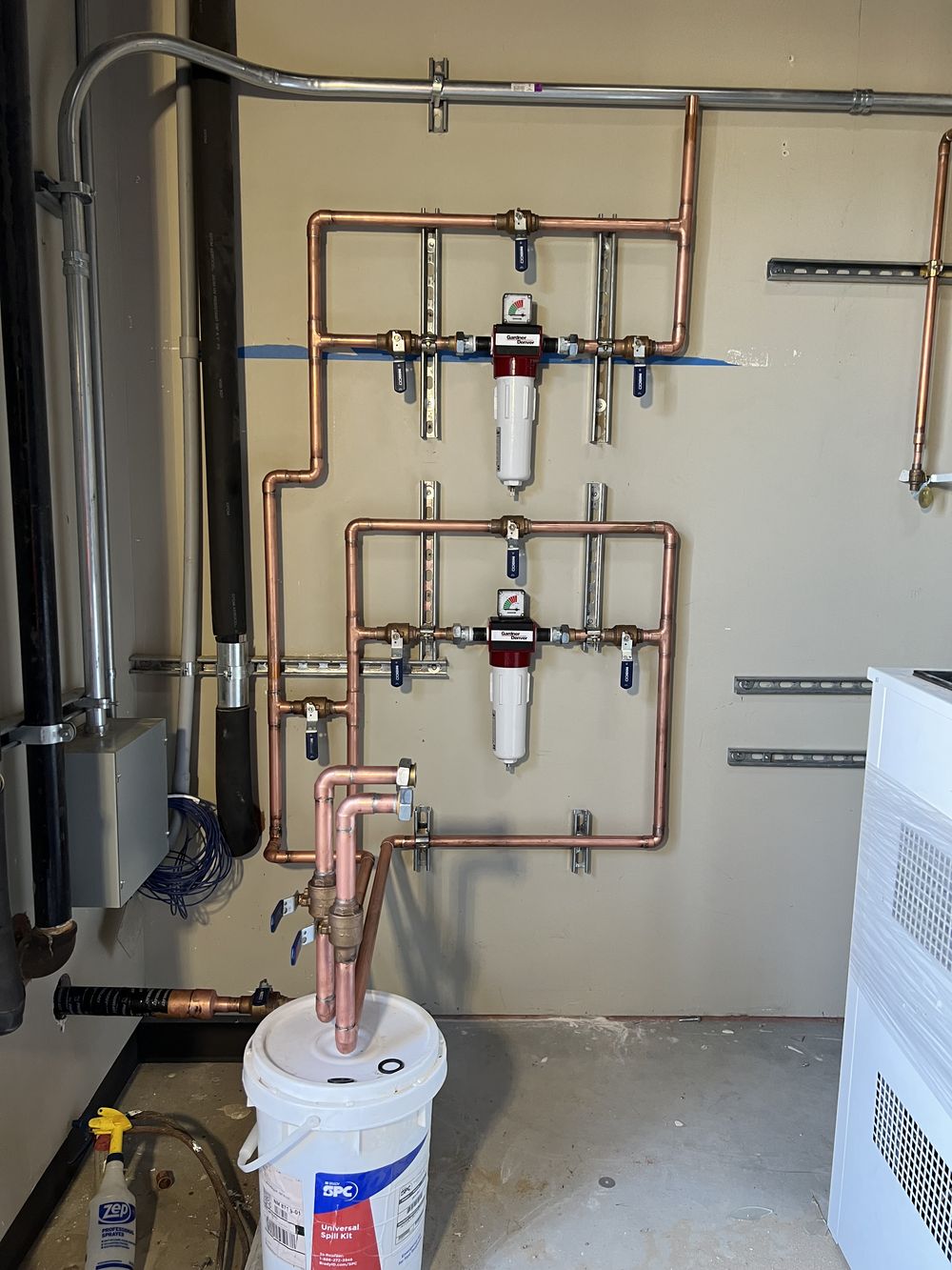 Copper manifold, whole-home filtration and softener loop installed by Flush Plumbing Company